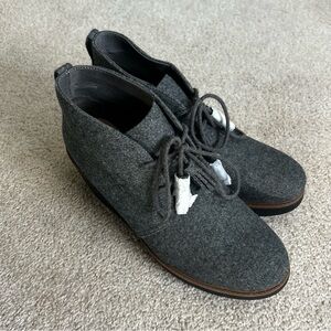 Dr Scholl’s Wool Aurora Wedge Ankle Booties Womens Sz 11 Gray Tassel Lace Up New